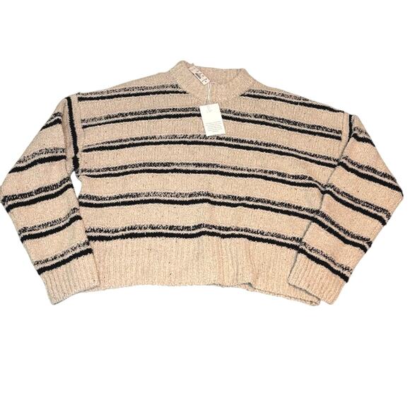 Madewell Eyelash Yarn Striped Sweater Cream Black Medium NWT - Picture 6 of 9